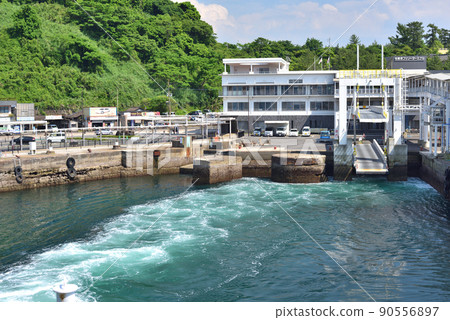 Sakurajima Port seen from the departing ferry 90556897