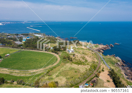 Aerial view "Aomori Prefecture" Aerial view along the beautiful Tanesashi coast of Hachinohe city 90557161