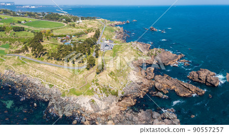 Aerial view of the beautiful Tanesashi coast of Hachinohe City, Aomori Prefecture 90557257