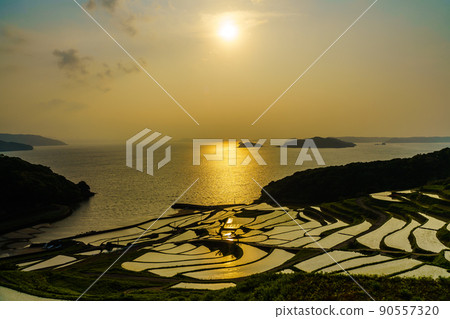 Sunset of Doya Rice Terraces [Matsuura City, Nagasaki Prefecture] 90557320