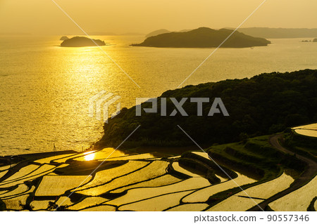 Sunset of Doya Rice Terraces [Matsuura City, Nagasaki Prefecture] 90557346