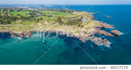 Aerial view "Aomori Prefecture" Hachinohe City, beautiful Tanesashi coastal scenery 90557578