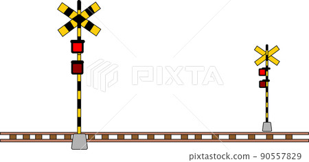 Illustration of a landscape with a railroad crossing 90557829