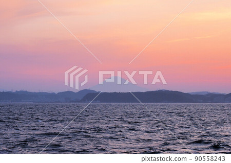 東京灣，富士山，夜景，日落，日落 90558243