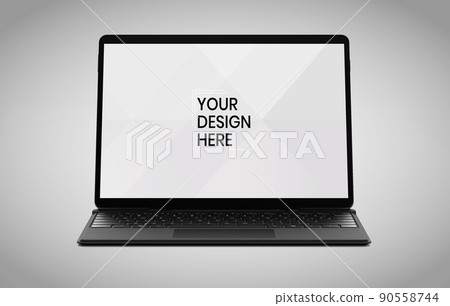 Laptop screen on white background mock up. computer modern screen design. mock up isolated on gray background PSD. Save with clipping path. Laptop screen on white background mock up. computer modern screen design. mock up isolated on gray background PSD. Save with clipping path. 90558744