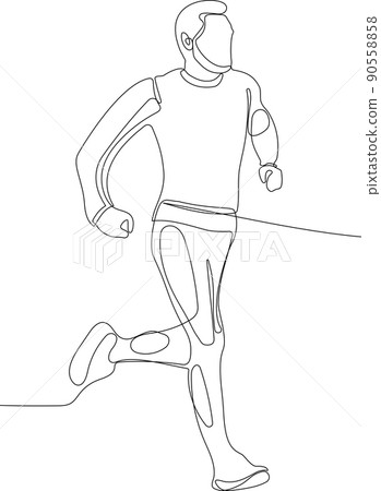 Champion player doing jogging vector minimalism. Champion player doing jogging vector minimalism. 90558858