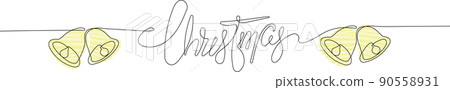 Continuous one line drawing of christmas symbols Continuous one line drawing of christmas symbols 90558931
