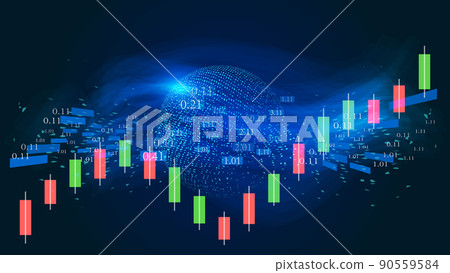 Space starry sky, Earth dawn, financial assets, crotch city curve, deep indigo financial assets crotch city stock market science and technology effective earth arrow amount element 90559584