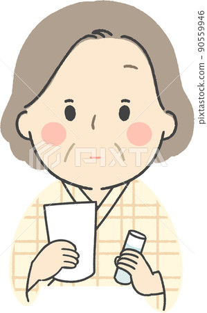Senior woman with barium and foaming agent Senior woman with barium and foaming agent 90559946