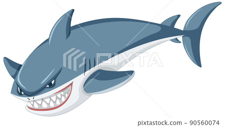 Aggressive great white shark cartoon 90560074