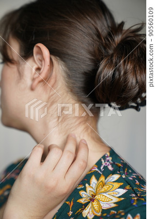 Up-style woman in a floral gown Up-style woman in a floral gown 90560109