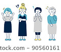 Surprising women of various generations set 90560161