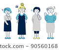 Women of various generations who are worried 90560168