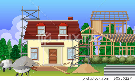 Scene of building construction site 90560227