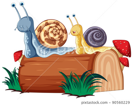 Cute snail and insects in cartoon style Cute snail and insects in cartoon style 90560229