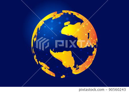 Black line contact, standing golden earth, globalization, internationalization technology, finance, financial concept creative material 90560243