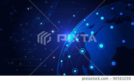 太空星空、地球黎明、深靛藍技術有效地球矢量元素 90561030