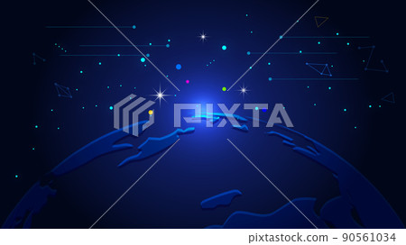 Space starry sky, Earth dawn, Deep indigo technology Effective earth vector element 90561034
