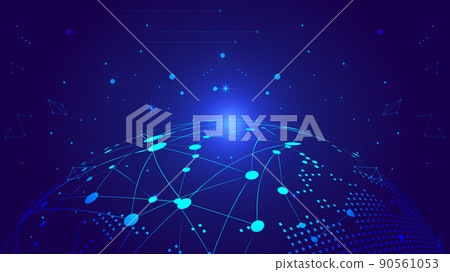 太空星空、地球黎明、深靛藍技術有效地球矢量元素 90561053