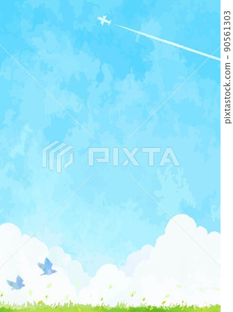 Simple lawn and blue sky landscape illustration Simple lawn and blue sky landscape illustration 90561303