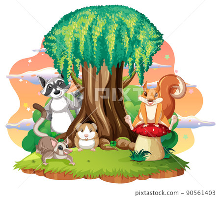 Isolated scene with different cute animals Isolated scene with different cute animals 90561403