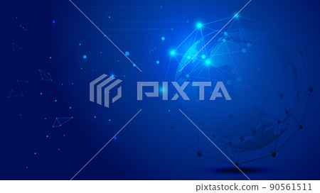 Space starry sky, black line contact, indigo color world network technology background 90561511