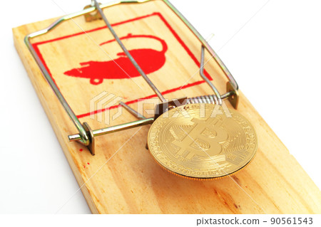 Bitcoin coin in a mousetrap Bitcoin coin in a mousetrap 90561543