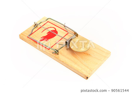 Bitcoin coin in a mousetrap Bitcoin coin in a mousetrap 90561544