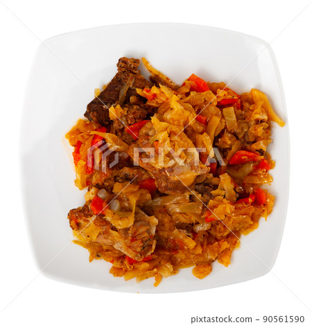 Roasted pork meat with braised cabbage 90561590