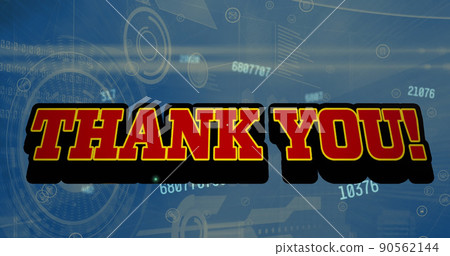 Image of thank you text and data processing on... - Stock Illustration ...