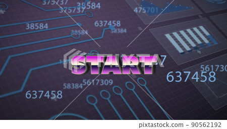 Image of start text and data processing on gray background Image of start text and data processing on gray background 90562192