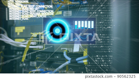 Image of data processing over server room 90562325