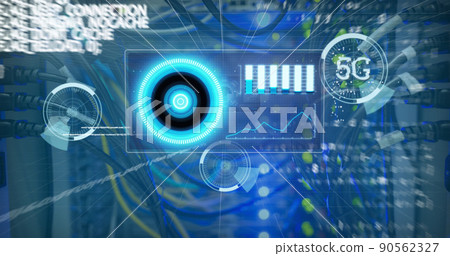 Image of data processing over server room 90562327