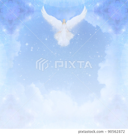夢幻般的柔和藍色背景圖像和白羽天使 夢幻般的柔和藍色背景圖像和白羽天使 90562872