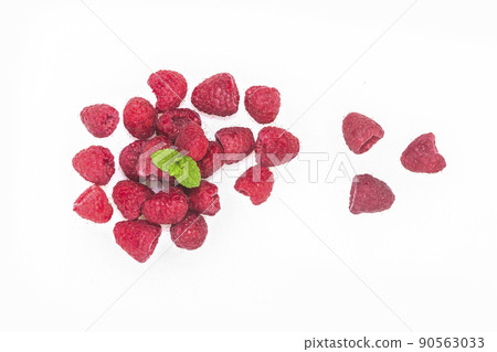 Fresh raspberries on white background 90563033