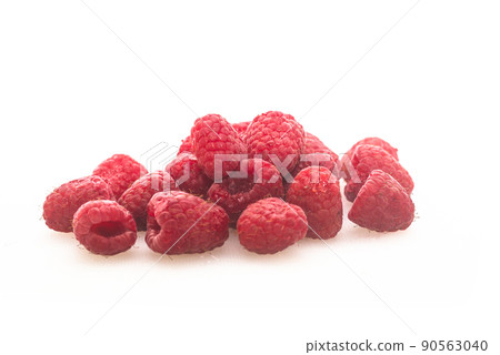 Fresh raspberries on white background Fresh raspberries on white background 90563040