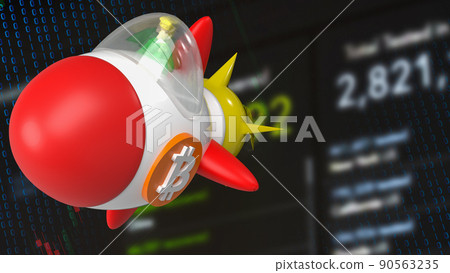 The rocket bitcoin up to space for business or cryptocurrency concept 3d rendering The rocket bitcoin up to space for business or cryptocurrency concept 3d rendering 90563235