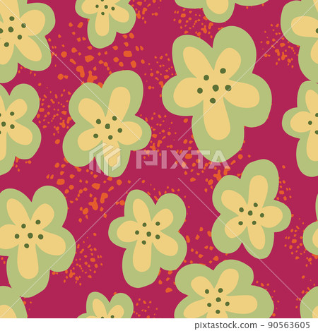 Creative decorative flowers seamless pattern. Simple stylized flower buds wallpaper. 90563605