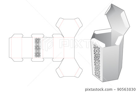 Packaging box die cut template and 3D mockup 90563830