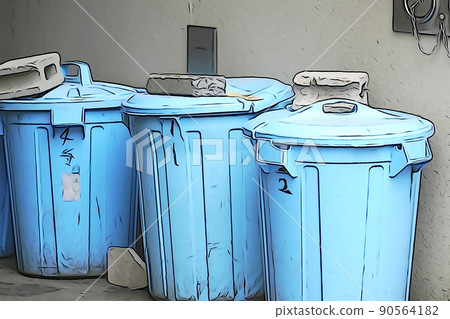 Pastel-like "poly bucket placed next to the building" illustration image Pastel-like "poly bucket placed next to the building" illustration image 90564182