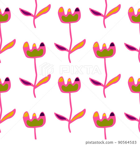 Creative flower seamless pattern. Unusual floral wallpaper. Botanical sketch of field plants. Creative flower seamless pattern. Unusual floral wallpaper. Botanical sketch of field plants. 90564583