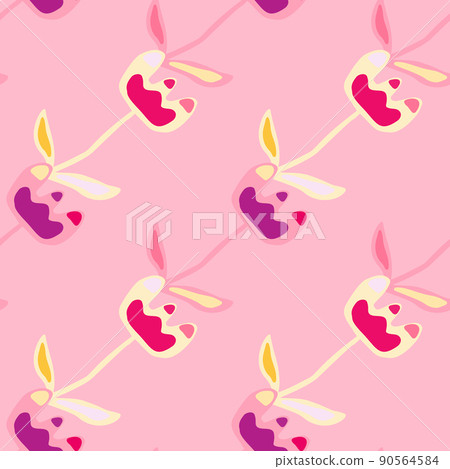 Creative flower seamless pattern. Unusual floral wallpaper. Botanical sketch of field plants. 90564584