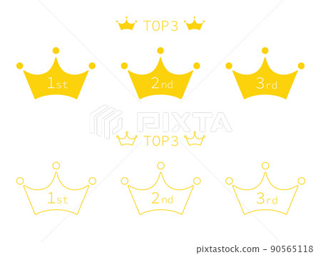 Top 3 ranking ranking icon set of yellow crown silhouette 90565118