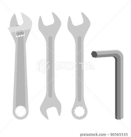 Illustration set of spanner and wrench 90565535