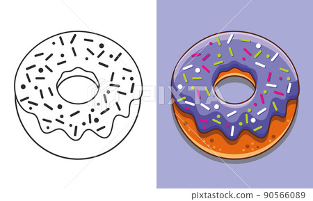 Bright purple and chocolate donuts Bright purple and chocolate donuts 90566089