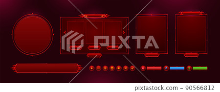 Game menu interface ui elements, buttons, bars set 90566812
