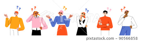 Diverse wondering people with question marks 90566858