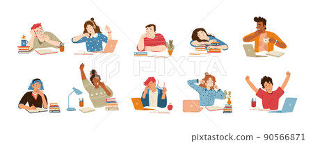 Tired people yawn and feel sleepy 90566871