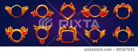 Golden award badges, game avatar frames 90567042