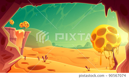 Fantasy cheese planet with trees Fantasy cheese planet with trees 90567074